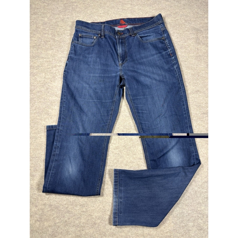 VTG L.L. Bean Men's 33x32 Signature Jeans Blue Denim Pants Red Tree Logo